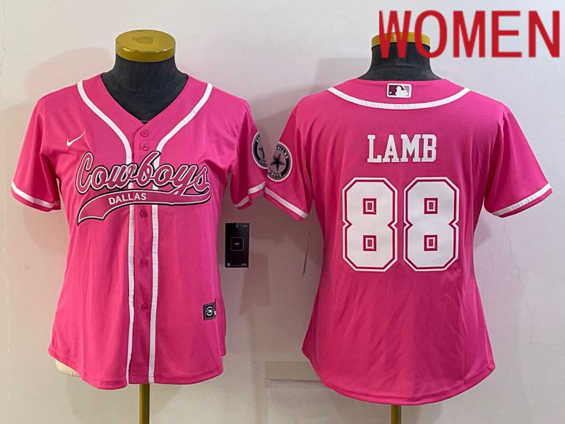 Women Dallas Cowboys 88 Lamb Pink 2022 Nike Co branded NFL Jersey